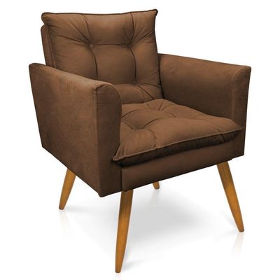 Kit Poltrona E Namoradeira 2 Lugares Olivia Suede Marrom