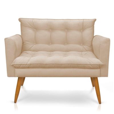 Kit Poltrona E Namoradeira 2 Lugares Olivia Suede Bege