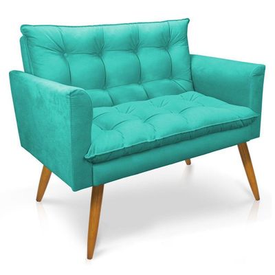 Kit Poltrona Namoradeira 2 Lugares Azul Turquesa