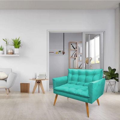 Kit Poltrona Namoradeira 2 Lugares Azul Turquesa