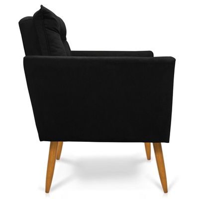 Kit Poltrona E Namoradeira 2 Lugares Olivia Suede Preto