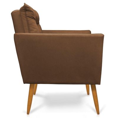 Kit Poltrona E Namoradeira 2 Lugares Olivia Suede Marrom