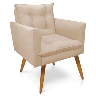 Kit Poltrona E Namoradeira 2 Lugares Olivia Suede Bege