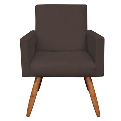 Kit 2 Poltronas Nina Suede Marrom Pés Palito Castanho - Pallazio