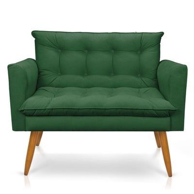 Kit Poltrona E Namoradeira 2 Lugares Olivia Suede Verde