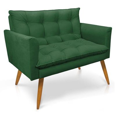 Kit Poltrona E Namoradeira 2 Lugares Olivia Suede Verde