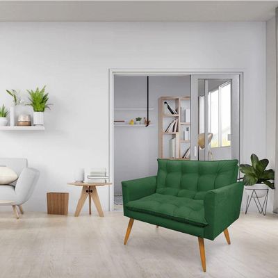 Kit Poltrona E Namoradeira 2 Lugares Olivia Suede Verde