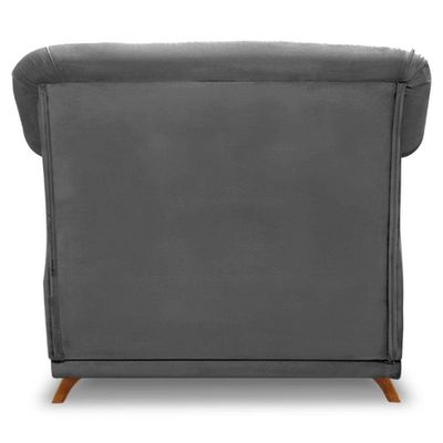 Kit 2 Poltronas Para Sala De Estar Suede Pés Castanho Cinza