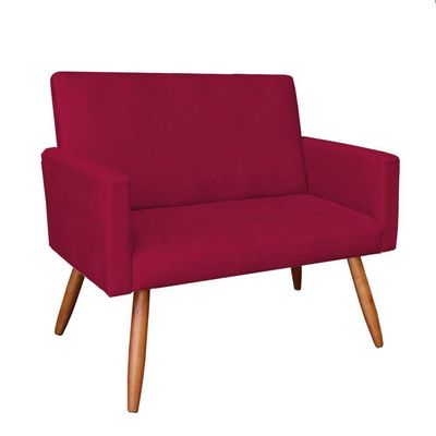 Kit 2 Poltronas/Namoradeira Veludo Vermelho Pés Palito