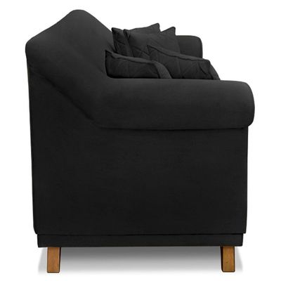 Kit 2 Poltronas E Sofá 2 Lugares 1,80m Pés Castanho Preto