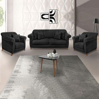 Kit Poltrona E Sofá 2 Lugares 1,80m Veludo Preto