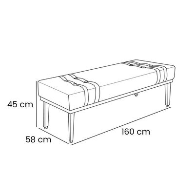 Calçadeira Recamier Queen 1,60m Gênova Veludo Bege
