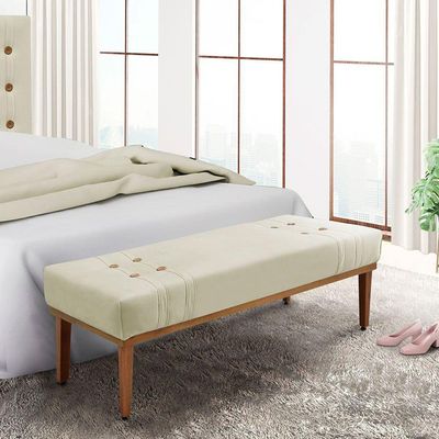 Calçadeira Recamier Queen 1,60m Gênova Veludo Bege