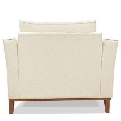 Poltrona De Estar Vega Linho Natural Pés Castanho - Pallazio