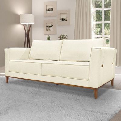 Kit 2 Poltronas e Sofá Living 2 Lugares 1,90m Vega Linho Beg