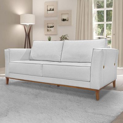 Kit 2 Poltronas e Sofá Living 2 Lugares 1,90m Vega Linho Cas
