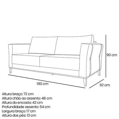 Kit 2 Poltronas e Sofá Living 2 Lugares 1,90m Vega Linho Cas