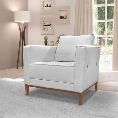 Kit 2 Poltronas e Sofá Living 2 Lugares 1,90m Vega Linho Cas
