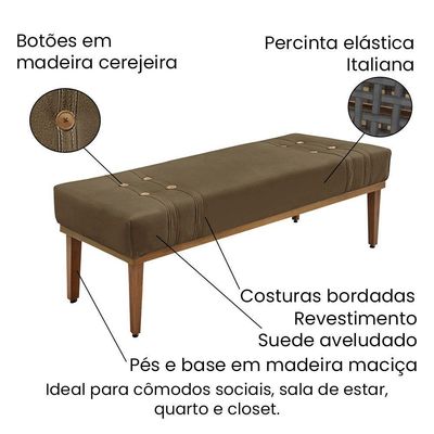 Calçadeira Recamier Casal 1,40m Gênova Suede Caramelo