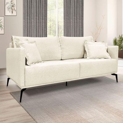 Kit 2 Poltronas E Sofá 2 Lugares 1,80m Natural Pés Metálicos