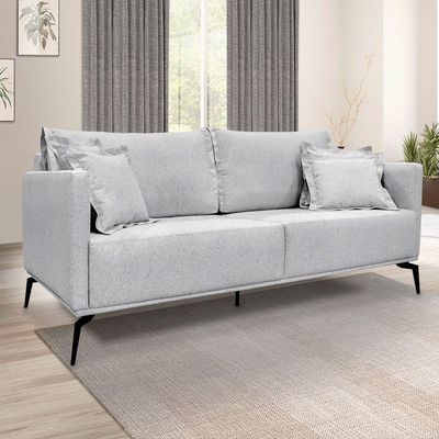 Kit 2 Poltronas E Sofá 2 Lugares 1,80m Pés Metálicos Cinza