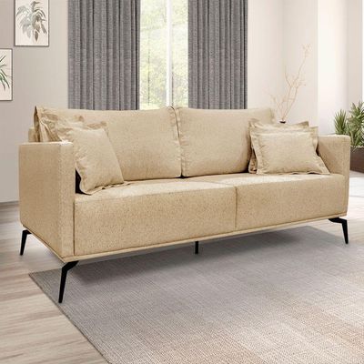Kit 2 Poltronas E Sofá 2 Lugares 1,60m Pés Metálicos Dourado