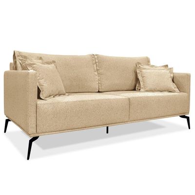 Kit 2 Poltronas E Sofá 2 Lugares 1,80m Dourado Pés Metálicos