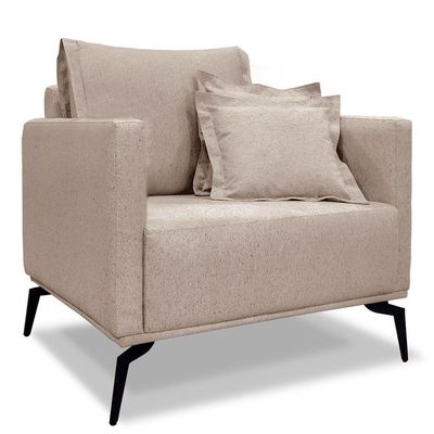 Kit 2 Poltronas E Sofá 2 Lugares 1,80m Areia Pés Metálicos