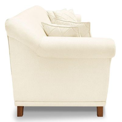 Kit 2 Poltronas E Sofá 2 Lugares 1,60m Pés Castanho Bege