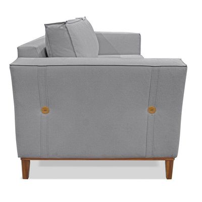 Kit 2 Poltronas e Sofá Living 2 Lugares 1,90m Vega Linho Gra