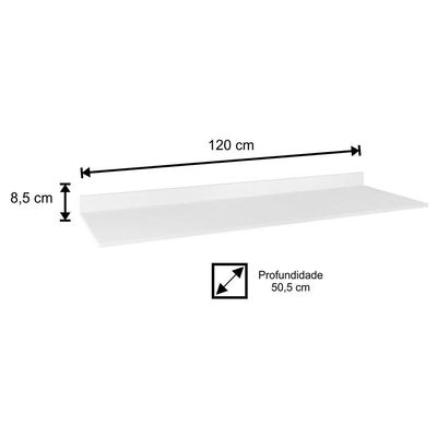 Balcão De Pia Com Tampo Suécia 120Cm 03 Portas Branco Preto