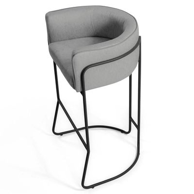 Banqueta Base Aço Preto Betina C-416 Linho Cinza Escuro Domi