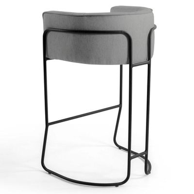 Banqueta Base Aço Preto Betina C-416 Linho Cinza Escuro Domi