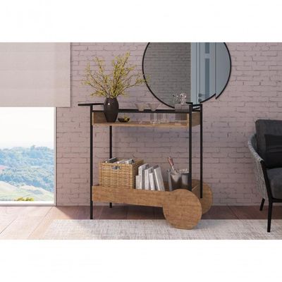 Aparador Bar Com Rodas Vermont Preto Fosco