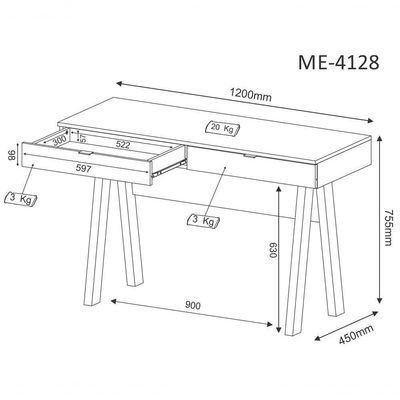 Mesa Para Computador / Escritorio Me4128 Branco Branco