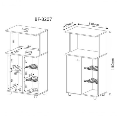 Balcão Para Forno E Microondas Com Fruteira Bf3207 Branco