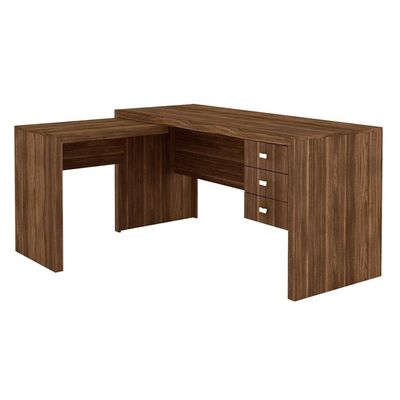 Conjunto Escritorio Completo 06 Peças Cj27 Nogal Nogal