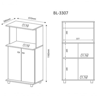 Balcão Para Forno E Microondas 02 Portas Bl3307 Branco
