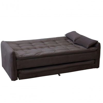 Sofá Cama Reclinável Com Cama Auxiliar - New Chumbo Light