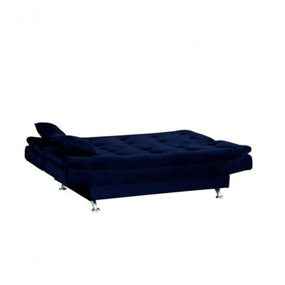 Sofá Cama Casal Reclinável Salomé - Veludo Azul Marinho