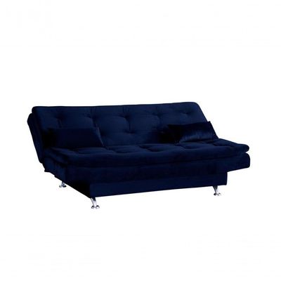 Sofá Cama Casal Reclinável Salomé - Veludo Azul Marinho