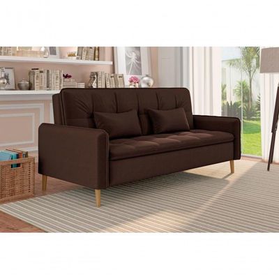 Sofá Cama Casal Reclinável Donna - Veludo Turkey Chocolate