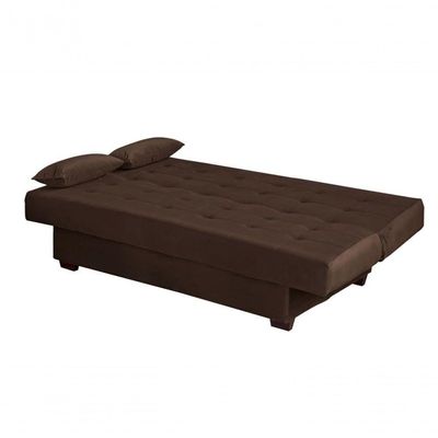 Sofá Cama Casal 3 Lugares Laila - Veludo Marrom Escuro