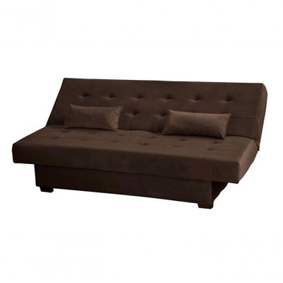 Sofá Cama Casal 3 Lugares Laila - Veludo Marrom Escuro