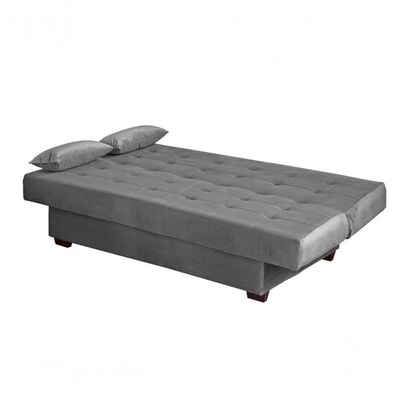 Sofá Cama Casal 3 Lugares Laila - Veludo Chumbo