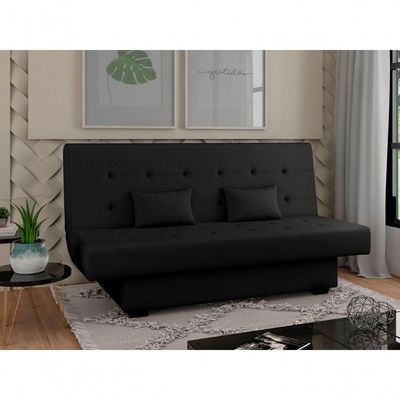 Sofá Cama Casal 3 Lugares Laila - Preto Korino