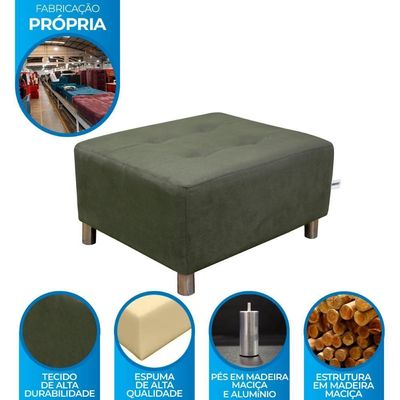 Puff Para Sala Com Pés Com Alumínio Nero Veludo Cinza