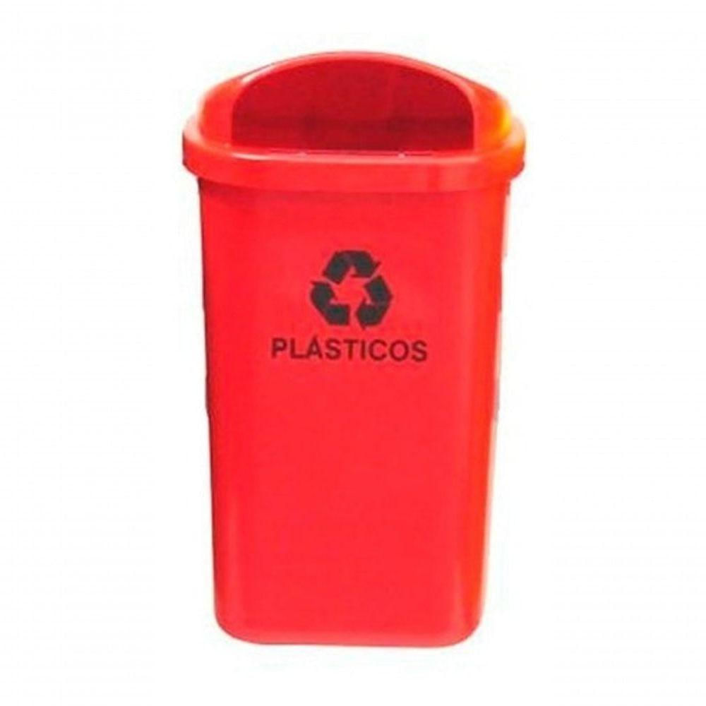 Cesto Individual Para Coleta Seletiva Vermelho Sem Poste 50l