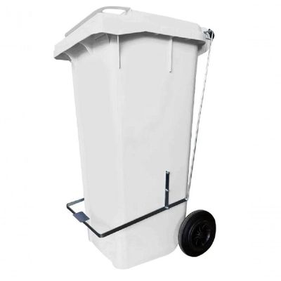 Lixeira 120L Retangular C/ E Rodas Branco Lar Plasticos 45