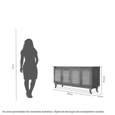 Buffet Aparador Tela 4p Madeira Deltan Imbuia - Atraente